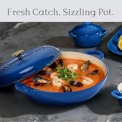 blue enamel cast iron skillet pot 3.4qt — photo 4