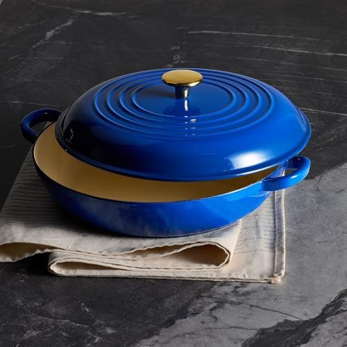 blue enamel cast iron skillet pot 3.4qt — photo 5