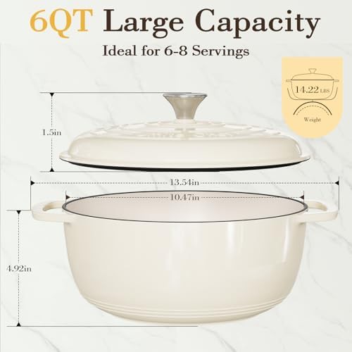 Cream white six quart pot with gloves — photo 3