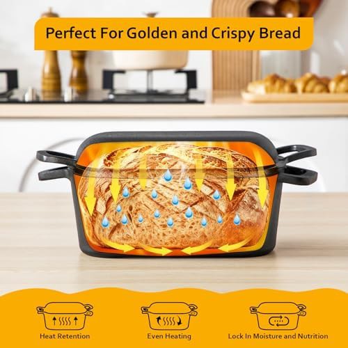 Pre-seasoned cast iron 3.6 qt bread baker — photo 3