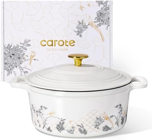 White floral 5qt sourdough baking pot