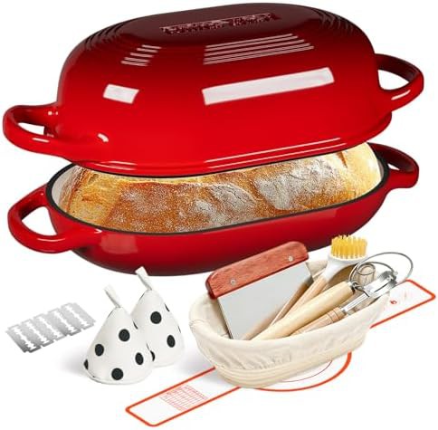 Red five quart sourdough baking set