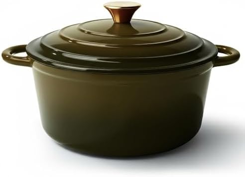 Golden green enameled cast iron 6 quart pot