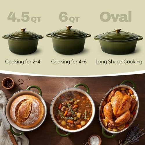 Golden green enameled cast iron 6 quart pot — photo 3
