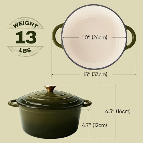 Golden green enameled cast iron 6 quart pot — photo 4