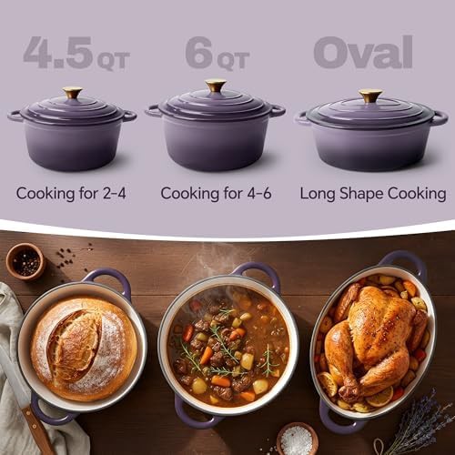 Purple vintage style 6 quart cast iron pot — photo 3