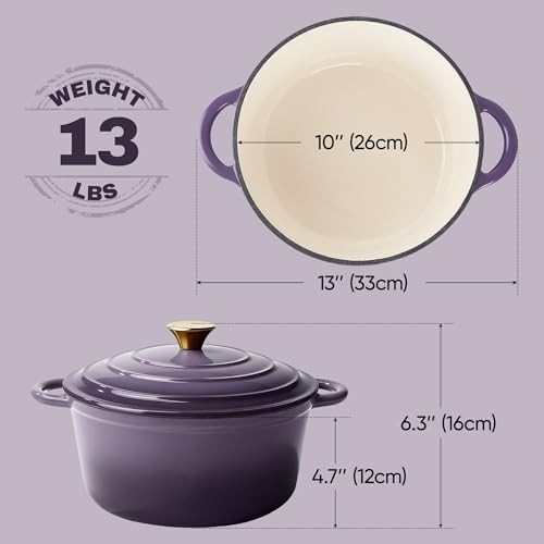 Purple vintage style 6 quart cast iron pot — photo 4