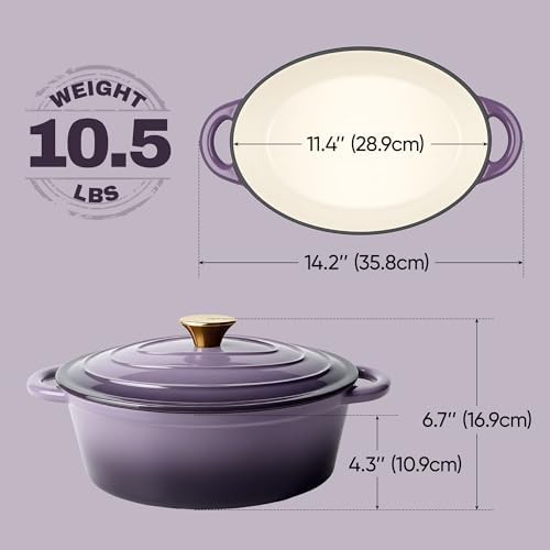 Purple oval enameled cast iron casserole pot — photo 4