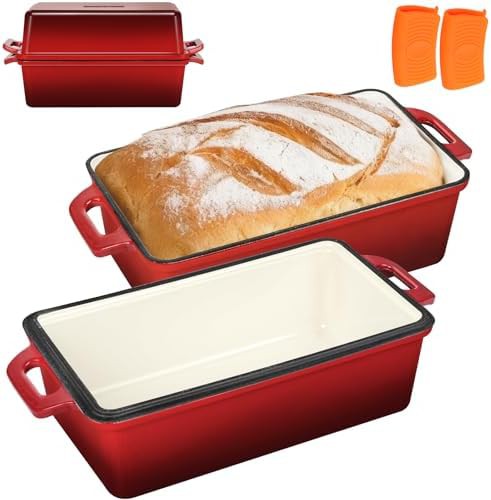 Red enameled cast iron loaf pan