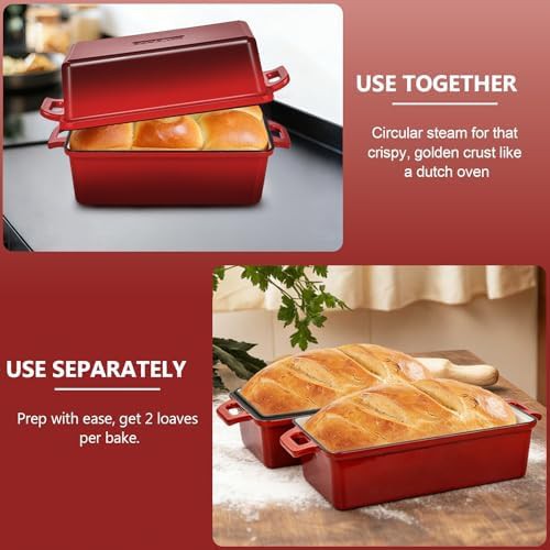 Red enameled cast iron loaf pan — photo 3