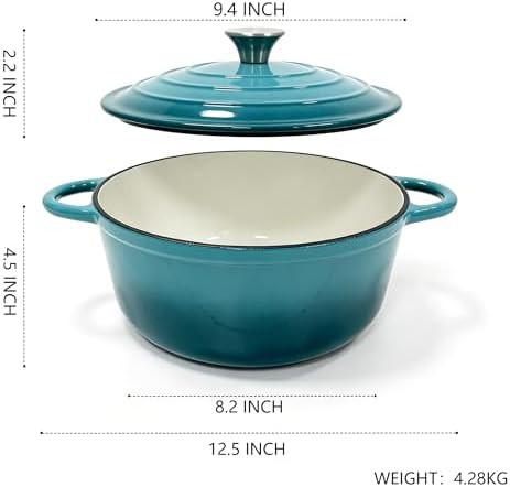 Peacock blue enameled cast iron casserole pot — photo 3