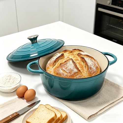 Peacock blue enameled cast iron casserole pot — photo 4