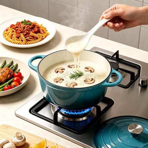 Peacock blue enameled cast iron casserole pot — photo 5
