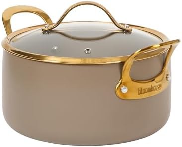 Cappuccino cream ceramic nonstick 6 quart pot