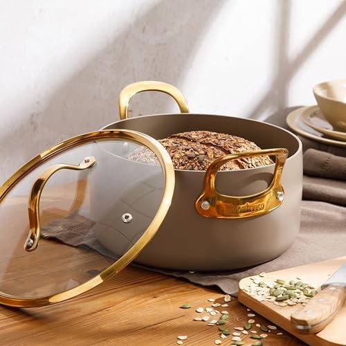 Cappuccino cream ceramic nonstick 6 quart pot — photo 3