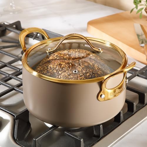 Cappuccino cream ceramic nonstick 6 quart pot — photo 4