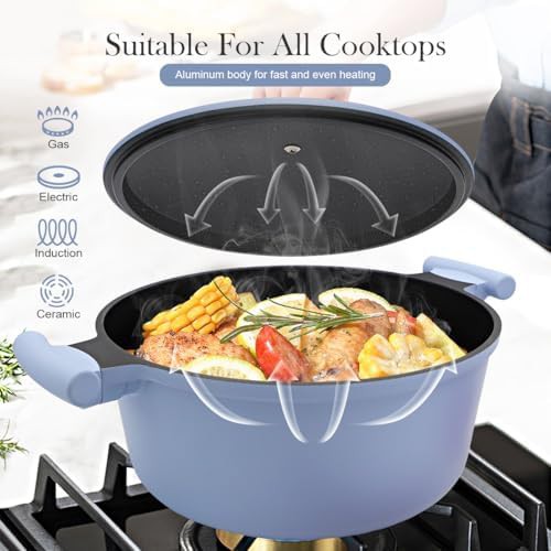 Blue nonstick cast aluminum seven quart pot — photo 3