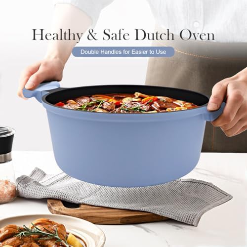 Blue nonstick cast aluminum seven quart pot — photo 4