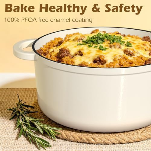 Cream white seven quart heavy duty cookware — photo 3