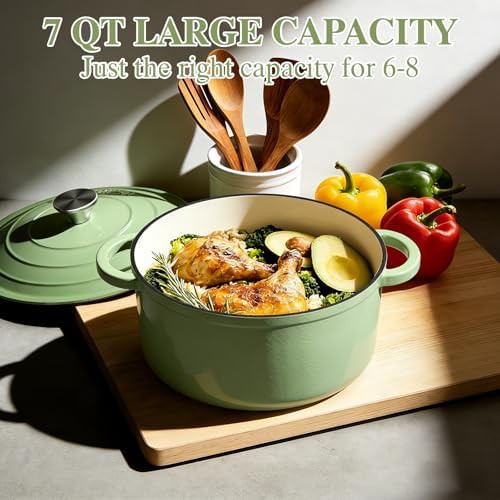 Sage green seven quart heavy duty cookware — photo 3