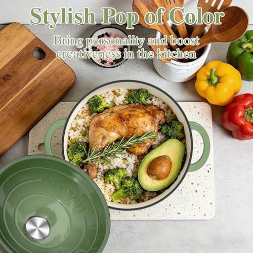 Sage green seven quart heavy duty cookware — photo 4