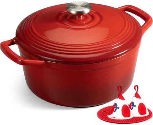 Artisan six quart enameled stew pot