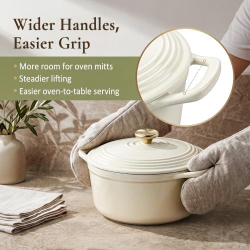 White enameled five quart braising pot — photo 4