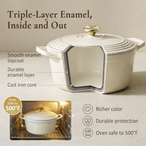 White enameled five quart braising pot — photo 5