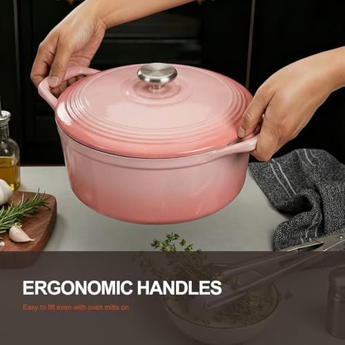 Pink enameled five quart artisan pot — photo 3