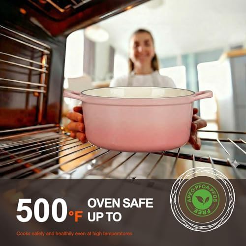 Pink enameled five quart artisan pot — photo 4