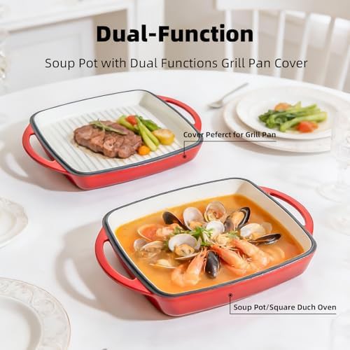 Red 7 quart double Dutch oven — photo 3