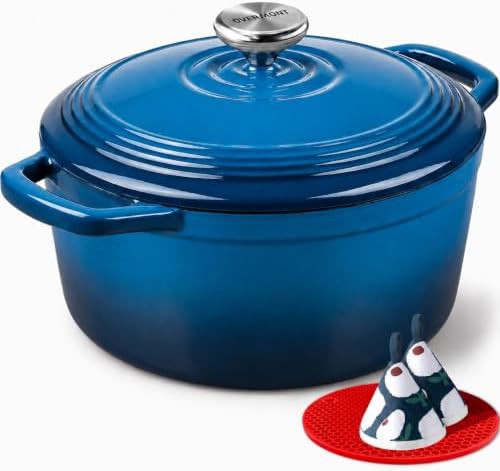 Enameled six quart artisan cooking pot