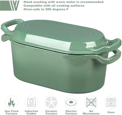 Sage green oval enamel bread pan 4 qt — photo 3