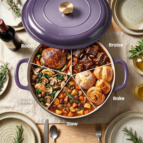 Purple shallow enameled cast iron braiser — photo 3