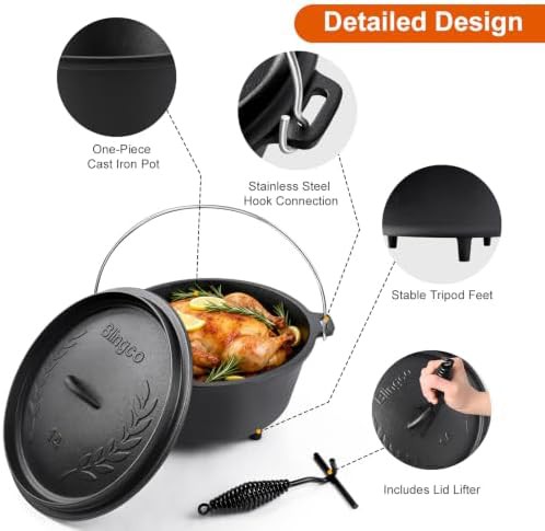Ten quart pre-seasoned cast iron pot — photo 3