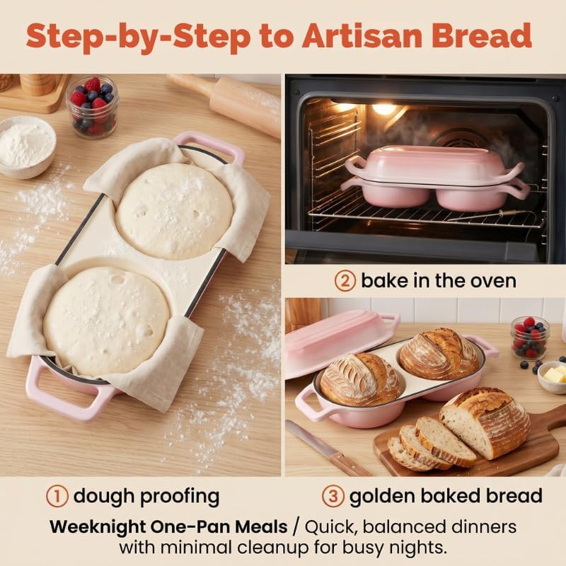 Pink oval enameled sourdough baking pan — photo 5