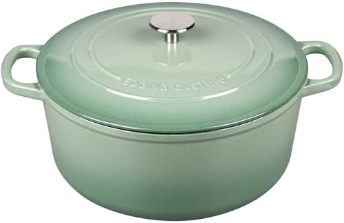 5.5 quart sage green enameled round pot
