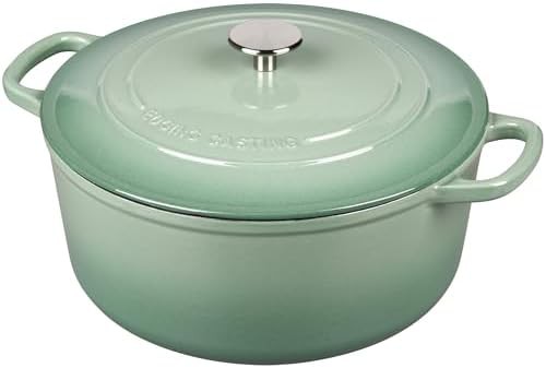 5.5 quart sage green enameled round pot — photo 4