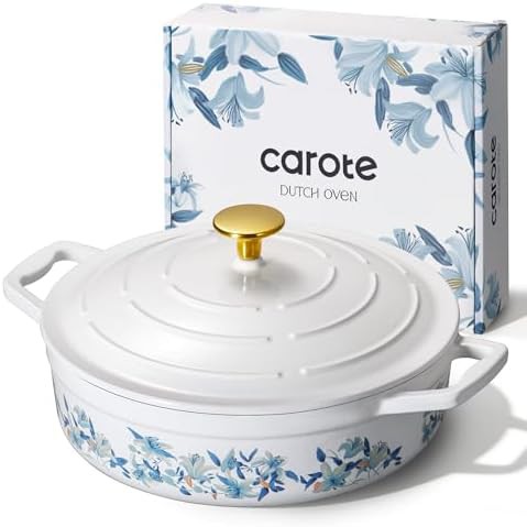 White and blue 4qt shallow braiser