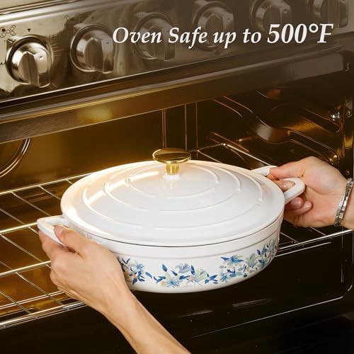 White and blue 4qt shallow braiser — photo 4