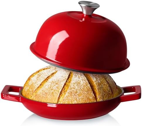 Red round 5qt bread baking oven