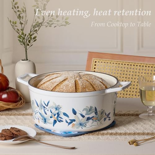 White and blue enameled 7qt roasting pot — photo 3