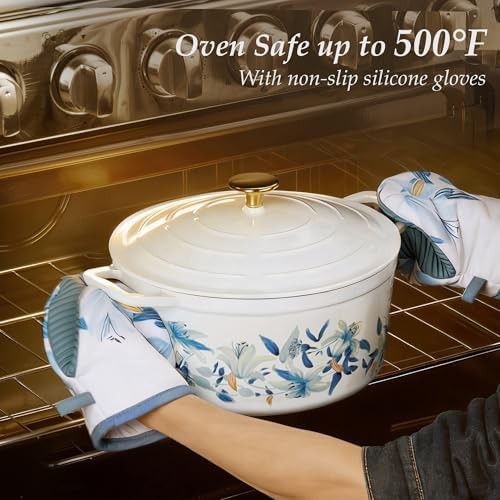 White and blue enameled 7qt roasting pot — photo 4