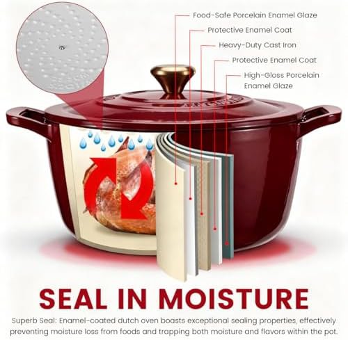 Red enameled cast iron dutch oven 5 quart — photo 3