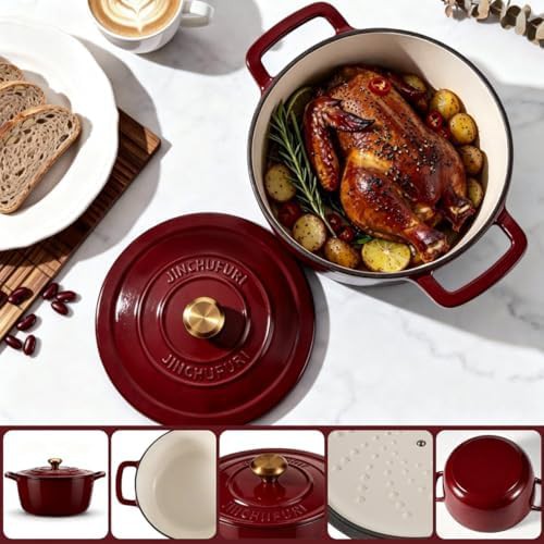 Red enameled cast iron dutch oven 5 quart — photo 4