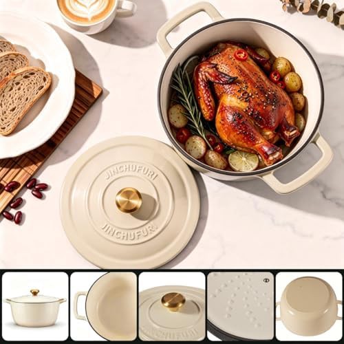 Cream stew enameled cast iron dutch oven 5qt — photo 4