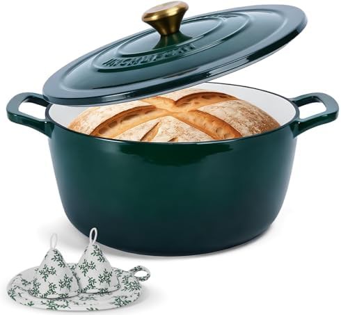Green enameled cast iron dutch oven 5 quart