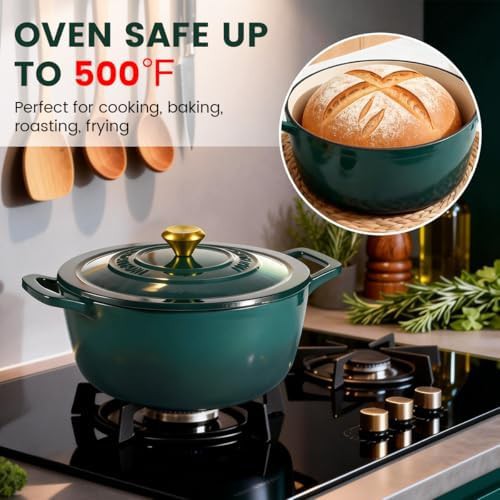 Green enameled cast iron dutch oven 5 quart — photo 4