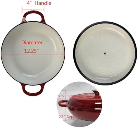 Red enameled cast iron braiser pan — photo 3