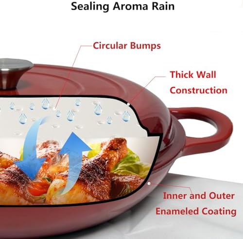Red enameled cast iron braiser pan — photo 4